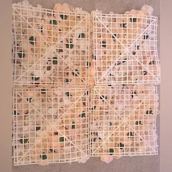 4 Square Pieces of Faux Flowers Roses and Daisys attached to Floral Wall Screens